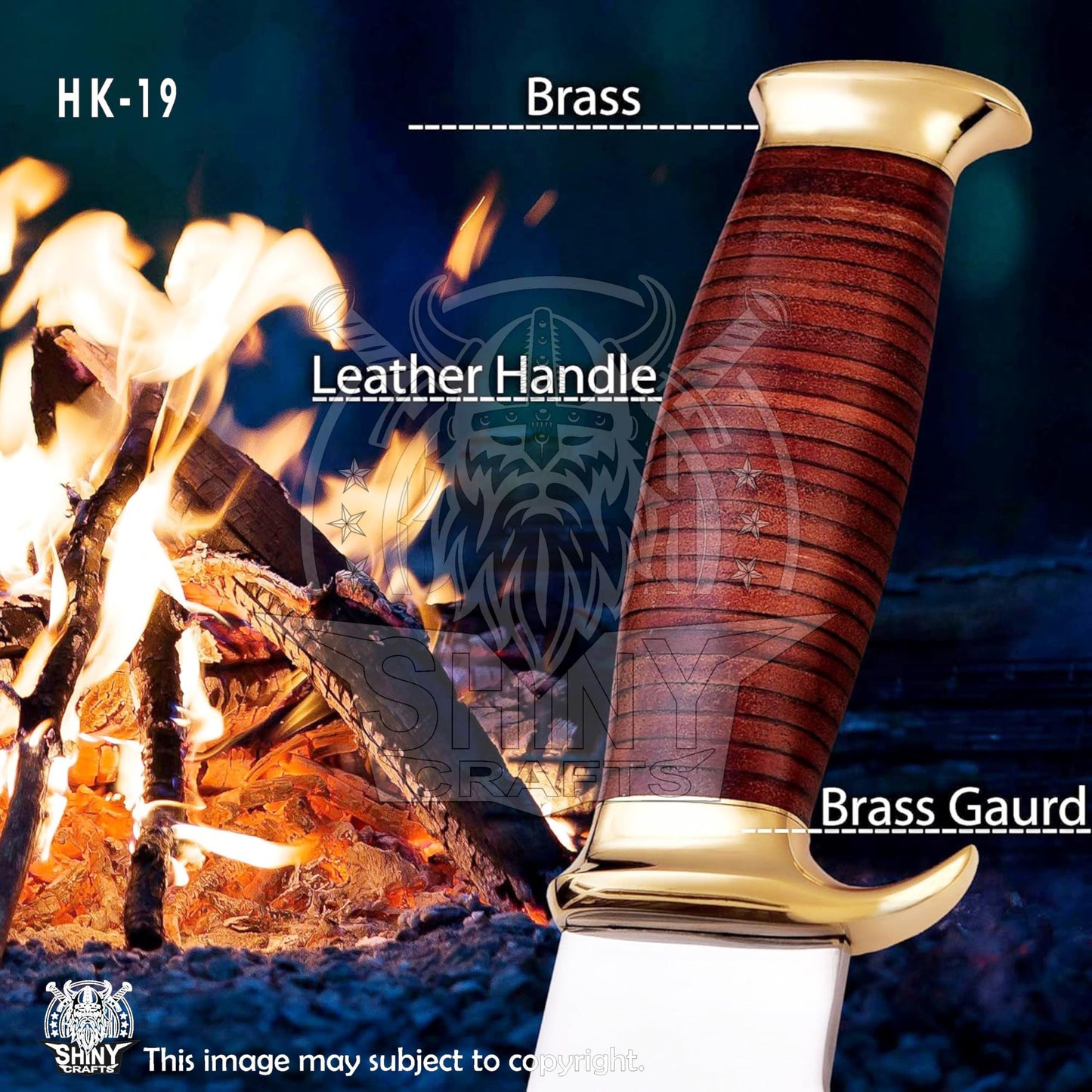 SHINY CRAFTS Handmade Forged Crocodile Dundee Knife, Fixed Blade Knife, Bowie Knife, Hunting Knife, Camping Knife,Knife with Premium Leather Sheath (OMG-HK-19)