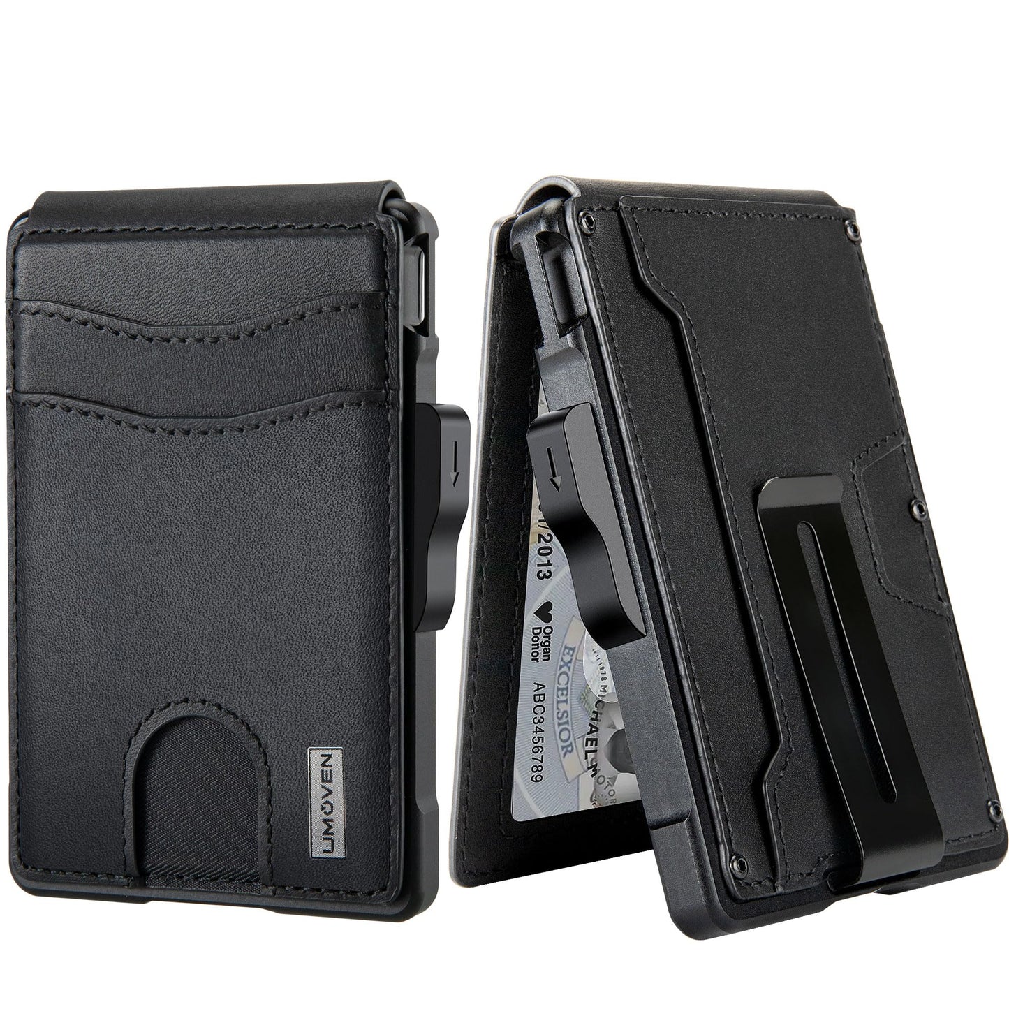 umoven Wallet for Men - with Money Clip Slim Leather Slots Credit Card Holder RFID Blocking Bifold Minimalist Wallet