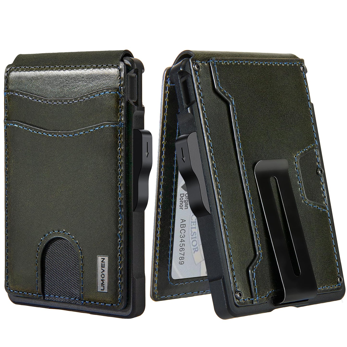 umoven Wallet for Men - with Money Clip Slim Leather Slots Credit Card Holder RFID Blocking Bifold Minimalist Wallet