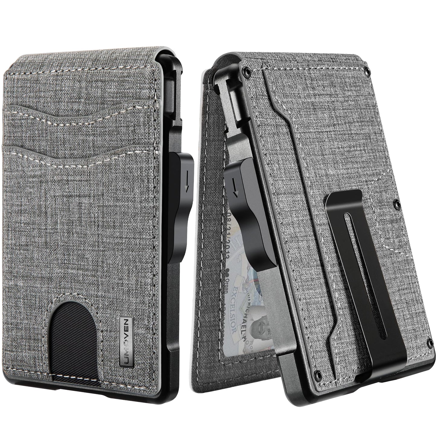 umoven Wallet for Men - with Money Clip Slim Leather Slots Credit Card Holder RFID Blocking Bifold Minimalist Wallet