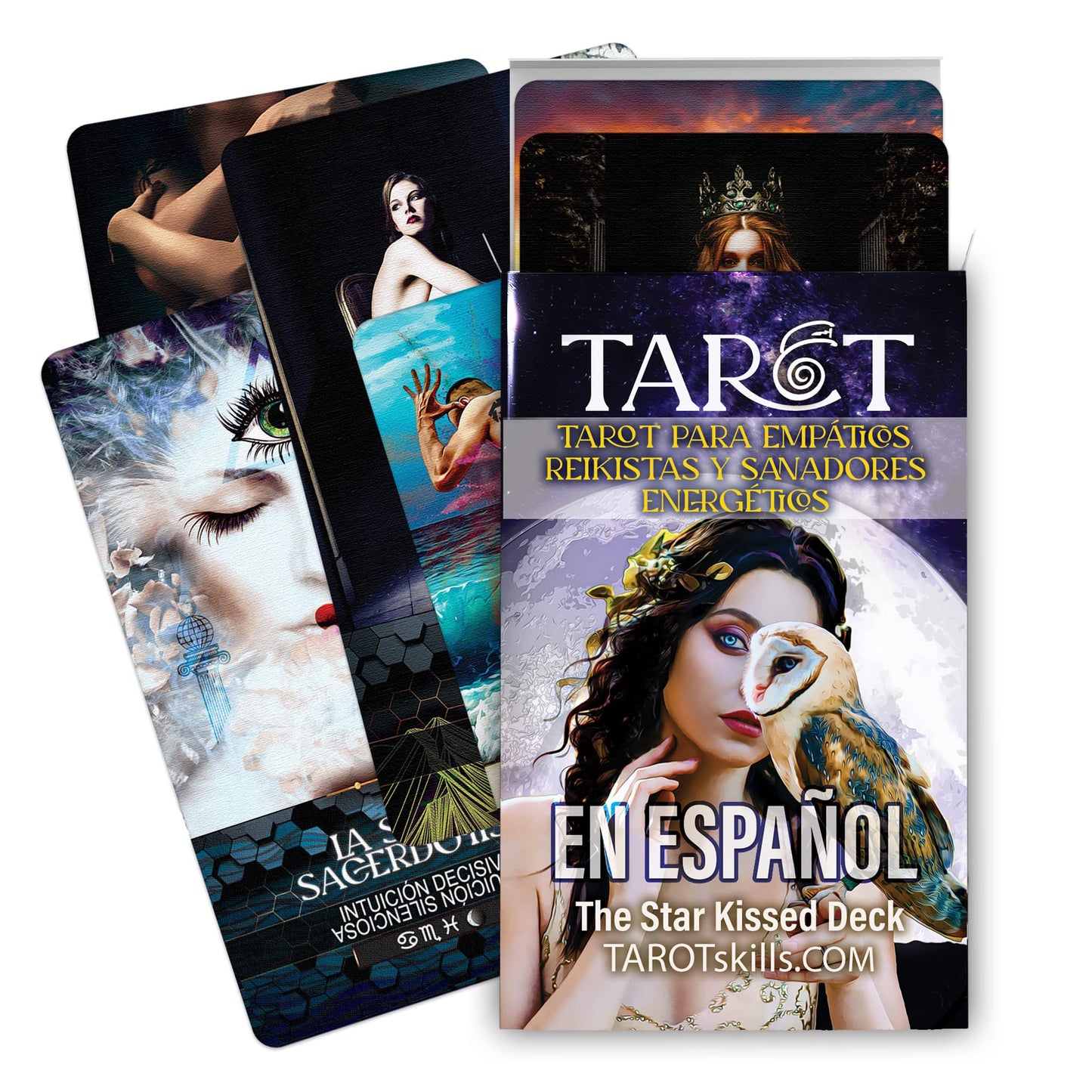 Star Kissed Tarot Deck - 78 Tarot Cards with Meanings, Best Tarot Spiritual Tool, w/ Astrology, Zodiac, Keywords, Elements & Reversed Meanings - Includes Online Tarot Training & Certified Master Exam