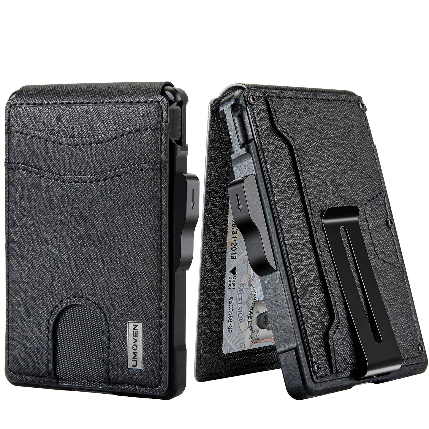umoven Wallet for Men - with Money Clip Slim Leather Slots Credit Card Holder RFID Blocking Bifold Minimalist Wallet