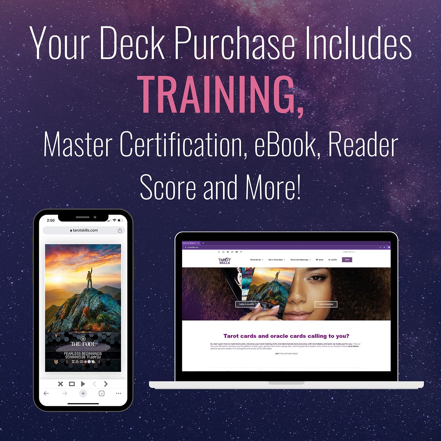 Star Kissed Tarot Deck - 78 Tarot Cards with Meanings, Best Tarot Spiritual Tool, w/ Astrology, Zodiac, Keywords, Elements & Reversed Meanings - Includes Online Tarot Training & Certified Master Exam