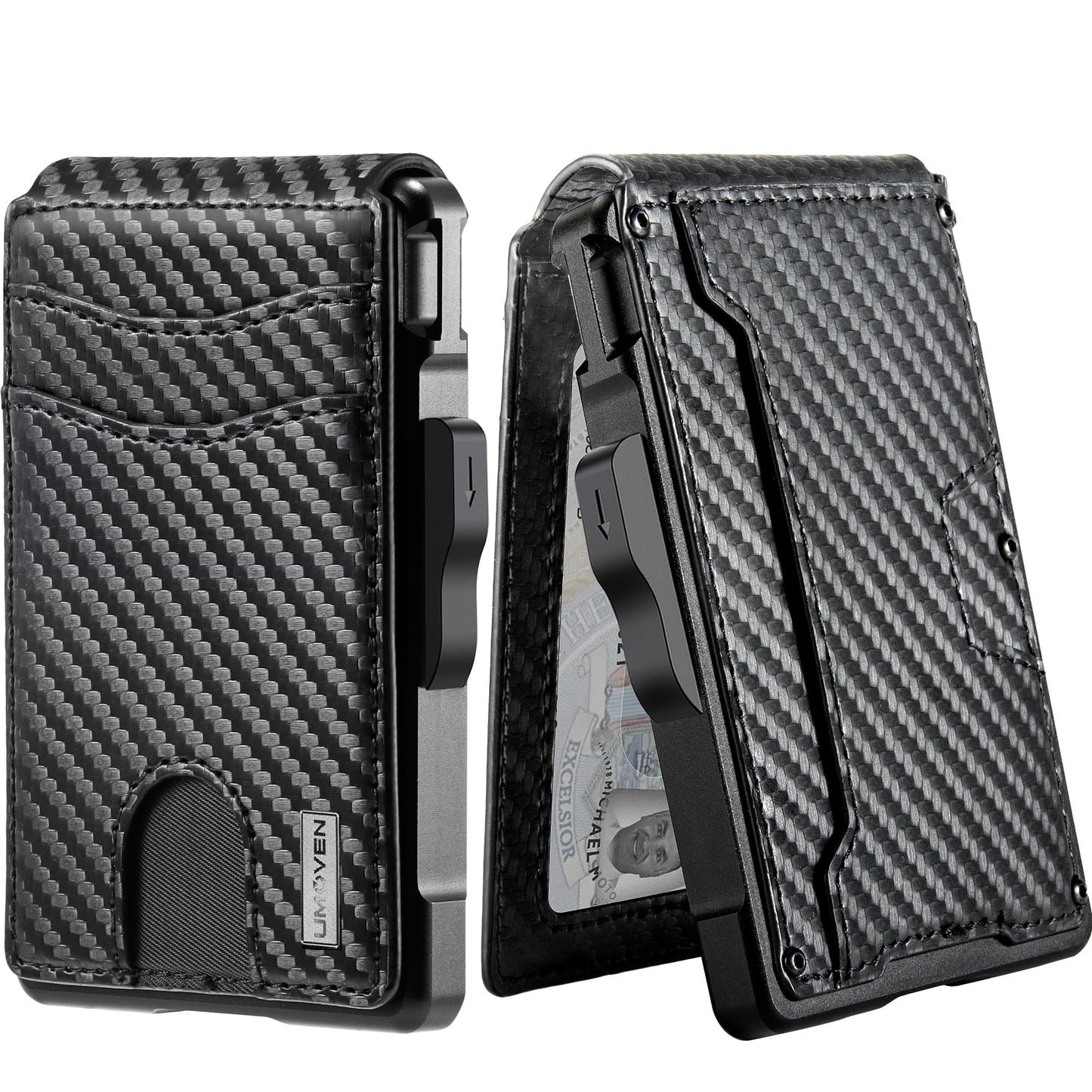 umoven Wallet for Men - with Money Clip Slim Leather Slots Credit Card Holder RFID Blocking Bifold Minimalist Wallet