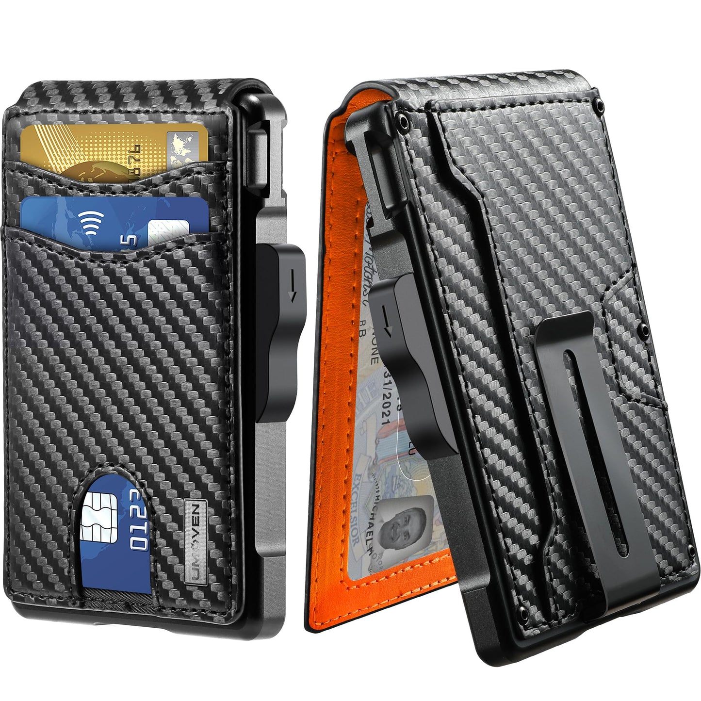 umoven Wallet for Men - with Money Clip Slim Leather Slots Credit Card Holder RFID Blocking Bifold Minimalist Wallet