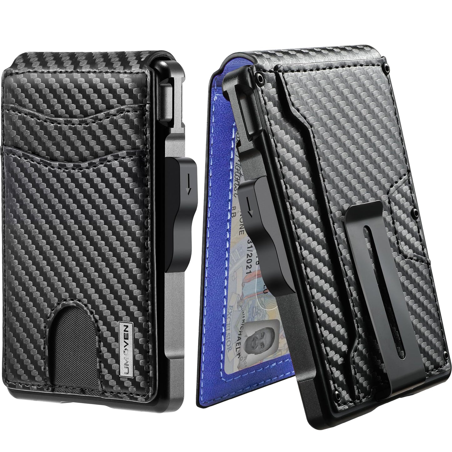 umoven Wallet for Men - with Money Clip Slim Leather Slots Credit Card Holder RFID Blocking Bifold Minimalist Wallet