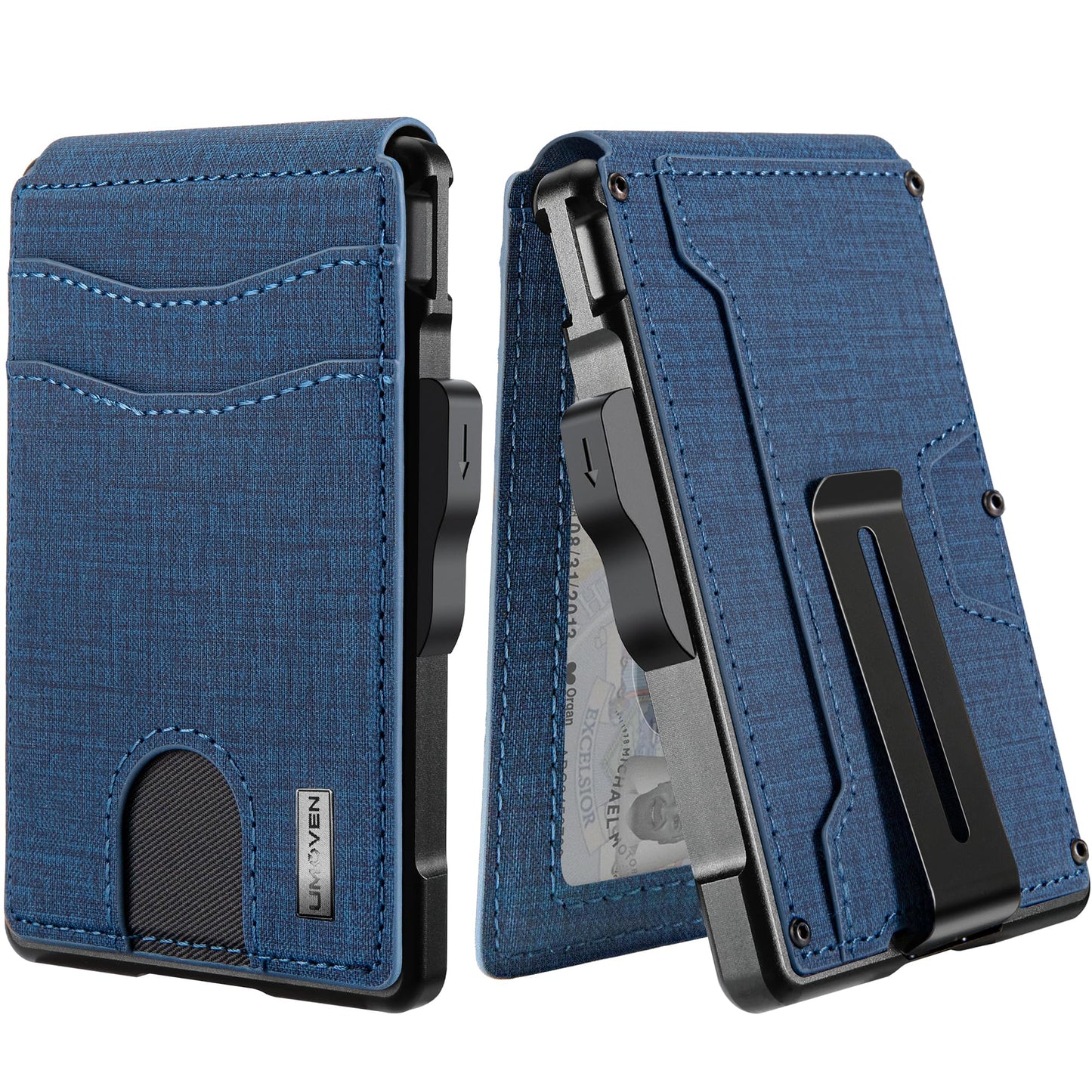 umoven Wallet for Men - with Money Clip Slim Leather Slots Credit Card Holder RFID Blocking Bifold Minimalist Wallet