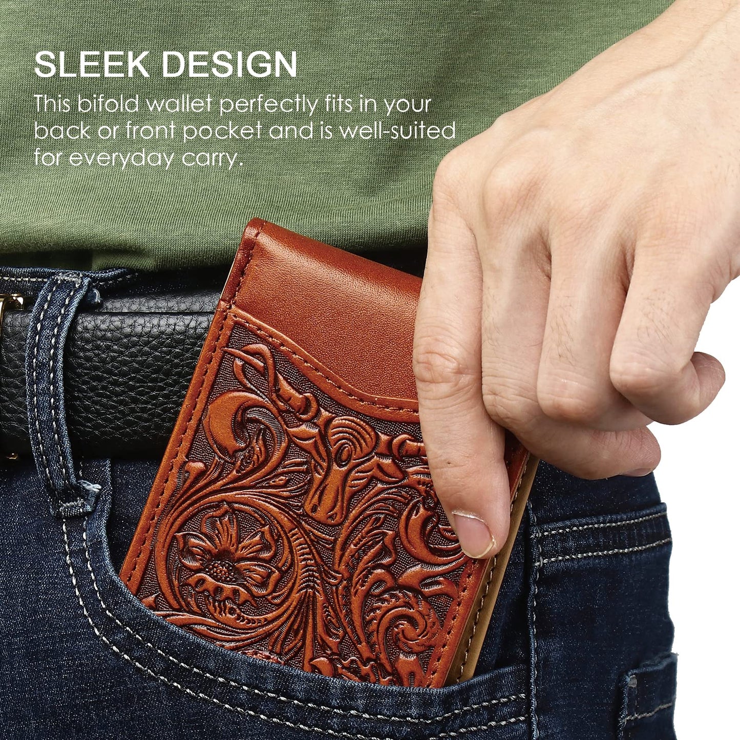 Full Grain Leather Wallets for Men,Bifold Wallets for Men,Mens Leather Wallets with 12 Slots,RFID Blocking Wallets for Men,Gifts for Men (USA Flag,Red)