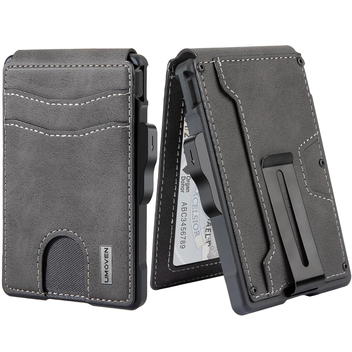 umoven Wallet for Men - with Money Clip Slim Leather Slots Credit Card Holder RFID Blocking Bifold Minimalist Wallet
