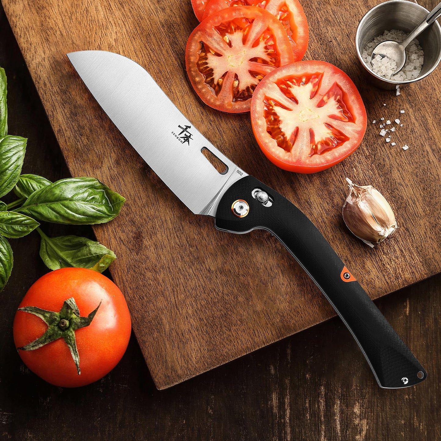 SENBON 440 Stainless Steel Lightweight Ultra Sharp Pocket Folding Chef Knife Peeling Utility Knife Fruit Knife g10 Handle with Back Clip