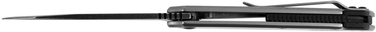 Kershaw Misdirect Pocketknife; 2.9 in. 4Cr13 Black-Oxide Blackwash Finish Blade, Stainless Steel Stonewash Finish Handle Equipped with Assisted Opening, Flipper and Frame Lock