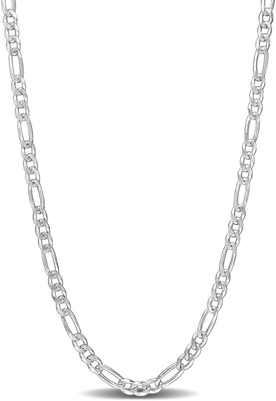 Italian 925 Sterling Silver Figaro Link Chain Necklace - for Men & Women - Available in Sterling Silver or Yellow Gold Plated Sterling Silver - in Widths 2.2mm, 3.8mm, 5.5mm, 8.9mm - Lengths 16 or 18 inches