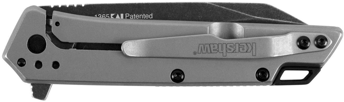 Kershaw Misdirect Pocketknife; 2.9 in. 4Cr13 Black-Oxide Blackwash Finish Blade, Stainless Steel Stonewash Finish Handle Equipped with Assisted Opening, Flipper and Frame Lock