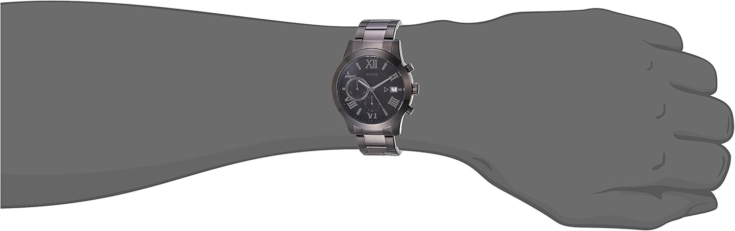 GUESS Men Quartz Watch with Stainless Steel Strap, Gunmetal, 21.5 (Model: U0668G9)