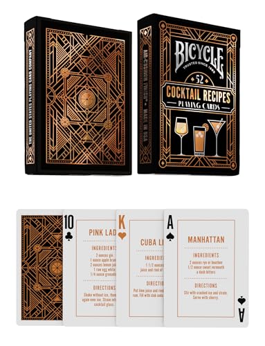 Bicycle Cocktail Playing Cards, Includes 52 Cocktail Recipes Featuring Old Fashioned, Margarita, Moscow Mule, Daiquiri, and Mojito Cocktail Recipes, 1 Deck