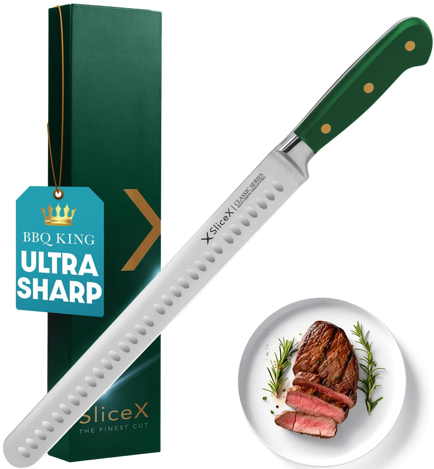 Classic Brisket Slicing Knife Set - German Steel Razor Sharp 12" Carving Knife for Meat - Premium Meat Carving Knife Full Tang - Slicing Knife for Meat