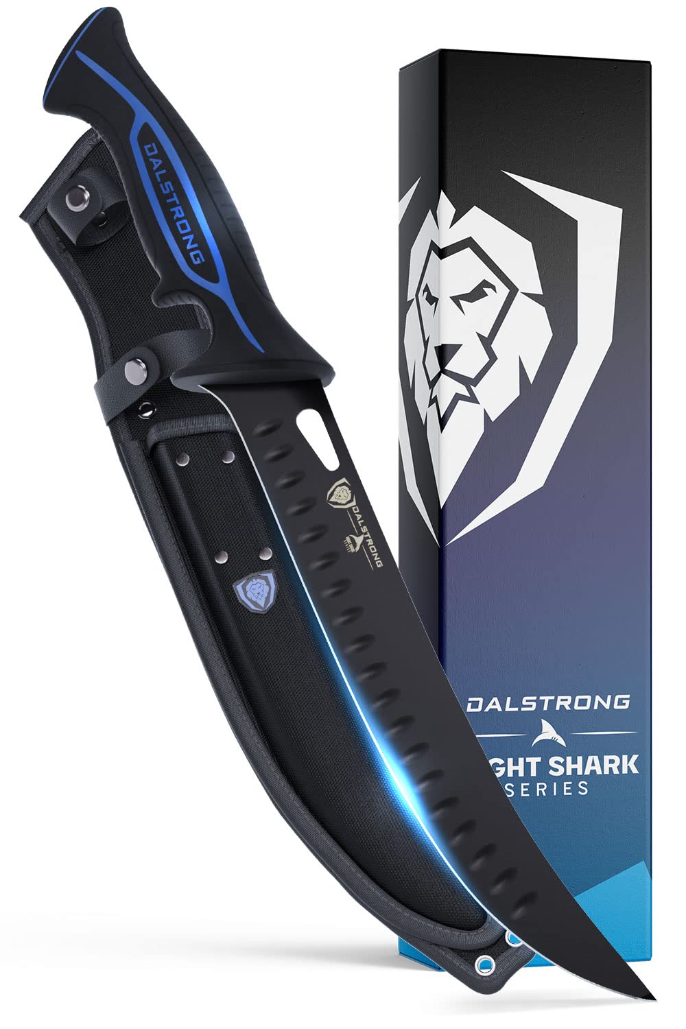 Dalstrong Slicing Knife - 12 inch - Night Shark Series - 7CR17MOV High Carbon Steel - Titanium Coated Blade - Outdoor & Fishing - Polypropylene Handle - Carving Knife - Nylon Sheath - NSF Certified