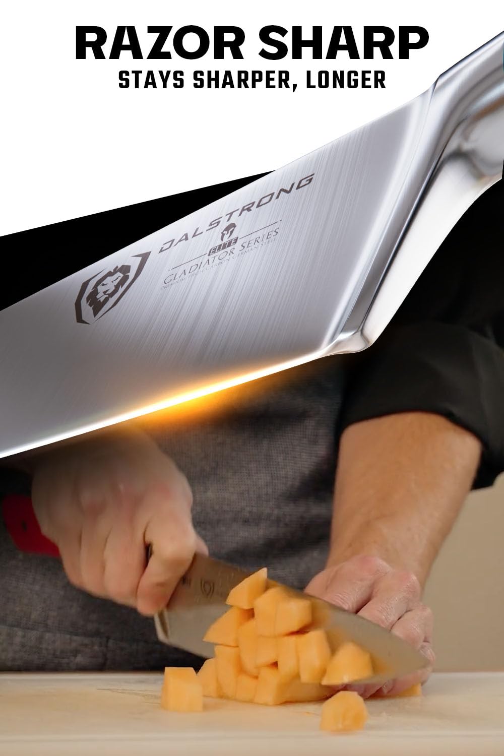 DALSTRONG Chef Knife - 8 inch Blade - Gladiator Series ELITE - Forged HC German Steel Chef's Knife - Razor Sharp Kitchen Knife - Professional Full Tang Knife - Black G10 Handle - Sheath -NSF Certified