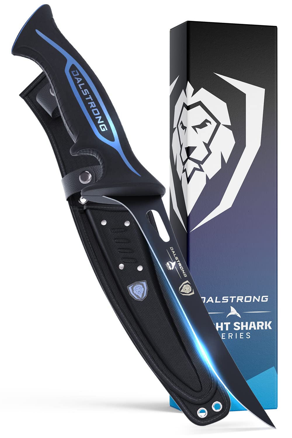 Dalstrong Slicing Knife - 12 inch - Night Shark Series - 7CR17MOV High Carbon Steel - Titanium Coated Blade - Outdoor & Fishing - Polypropylene Handle - Carving Knife - Nylon Sheath - NSF Certified