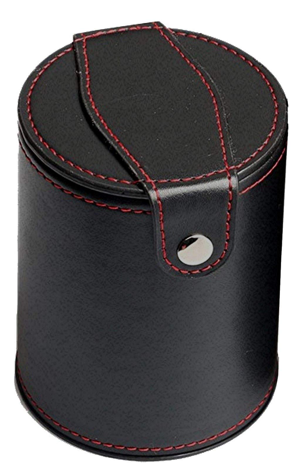 Cyber-Deals Set of 16mm Marbleized Dice and Black PU Leather, Velvet Lined Dice Cup with Storage Compartment (Gift Boxed) (Pearl Dice, Black Lining Cup)