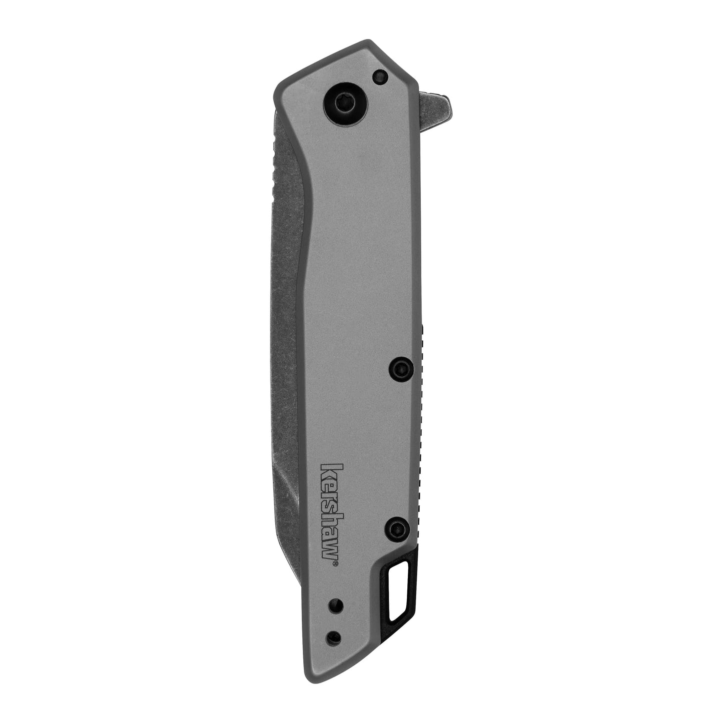 Kershaw Misdirect Pocketknife; 2.9 in. 4Cr13 Black-Oxide Blackwash Finish Blade, Stainless Steel Stonewash Finish Handle Equipped with Assisted Opening, Flipper and Frame Lock