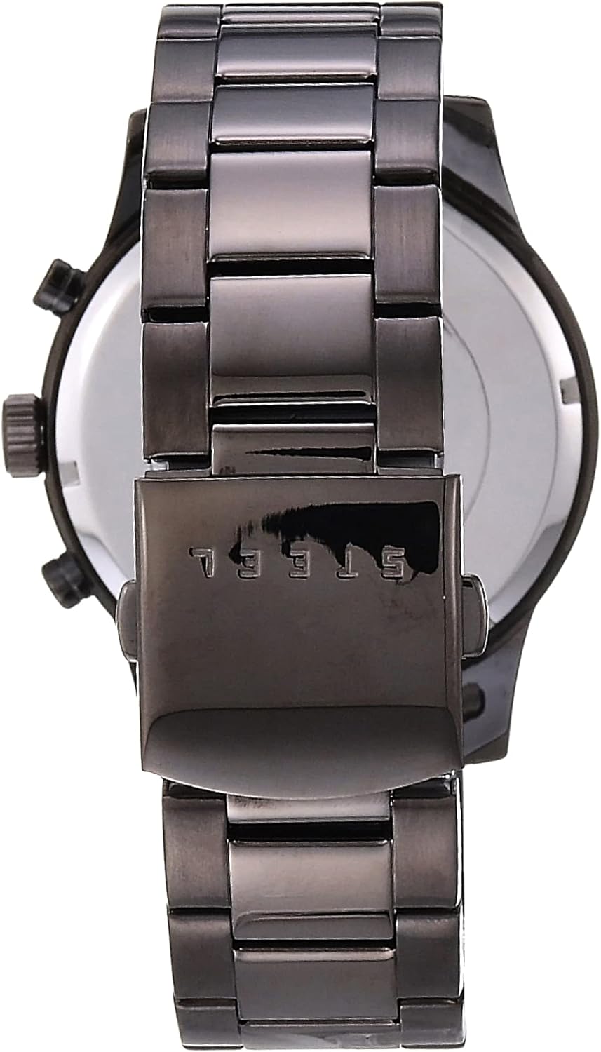 GUESS Men Quartz Watch with Stainless Steel Strap, Gunmetal, 21.5 (Model: U0668G9)