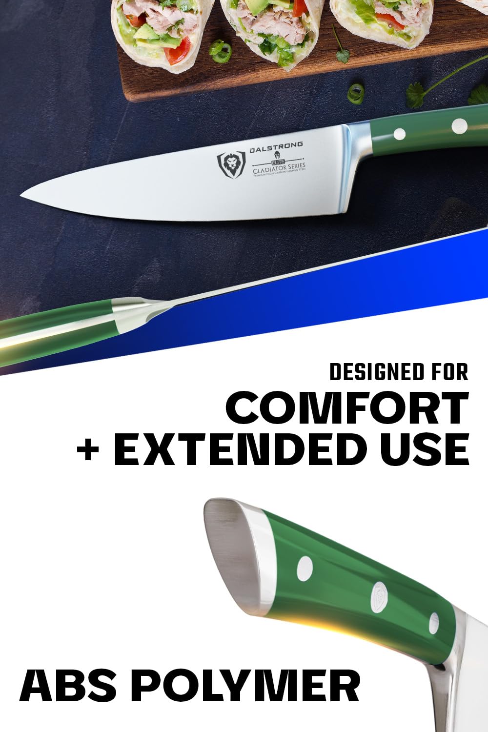 DALSTRONG Chef Knife - 8 inch Blade - Gladiator Series ELITE - Forged HC German Steel Chef's Knife - Razor Sharp Kitchen Knife - Professional Full Tang Knife - Black G10 Handle - Sheath -NSF Certified