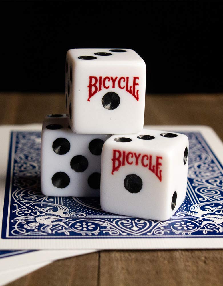 Bicycle Dice Set, Six Sided Dice, D6 Dice, Playing Dice, Standard Game Dice, 10 Count, White, 16 mm
