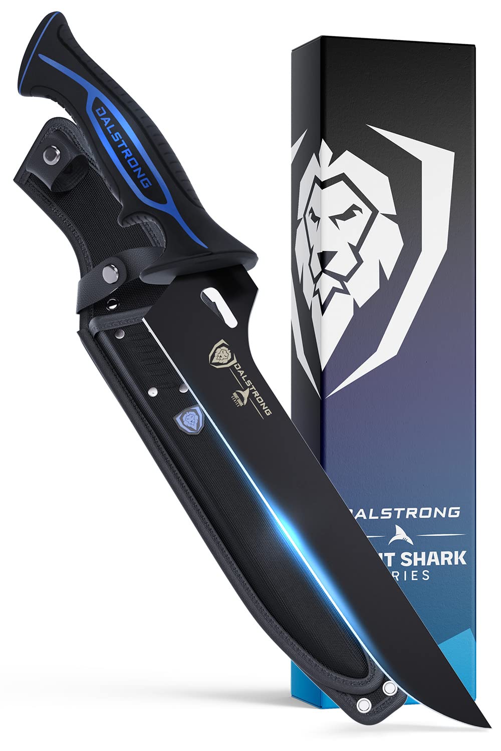 Dalstrong Slicing Knife - 12 inch - Night Shark Series - 7CR17MOV High Carbon Steel - Titanium Coated Blade - Outdoor & Fishing - Polypropylene Handle - Carving Knife - Nylon Sheath - NSF Certified