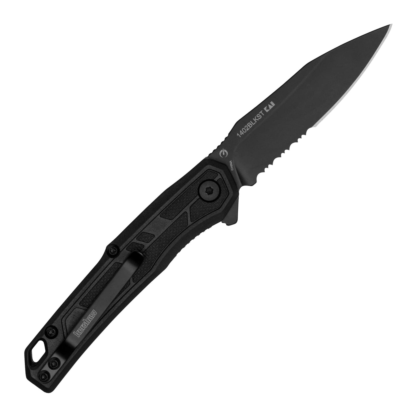 Kershaw Appa Folding Tactical Pocket Knife, SpeedSafe Opening, 2.75 inch Black Blade and Handle, Small, Lightweight Every Day Carry