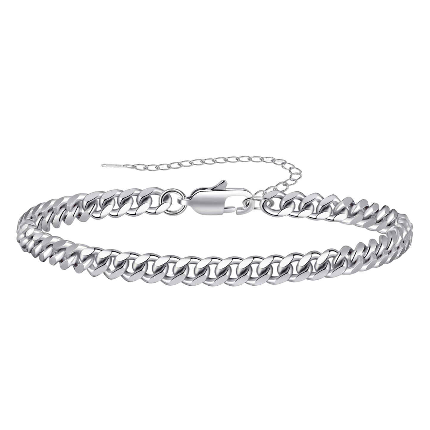 RANKEEF 2 Pcs Chain Bracelet for Men - 925 Sterling Silver Bracelet for Men 7-9inch Figaro Rope Cuban Link Bracelet Set for Men Gifts to Men Dad Husband Boyfriend