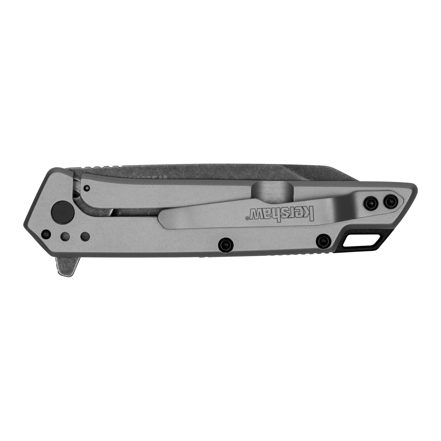 Kershaw Misdirect Pocketknife; 2.9 in. 4Cr13 Black-Oxide Blackwash Finish Blade, Stainless Steel Stonewash Finish Handle Equipped with Assisted Opening, Flipper and Frame Lock