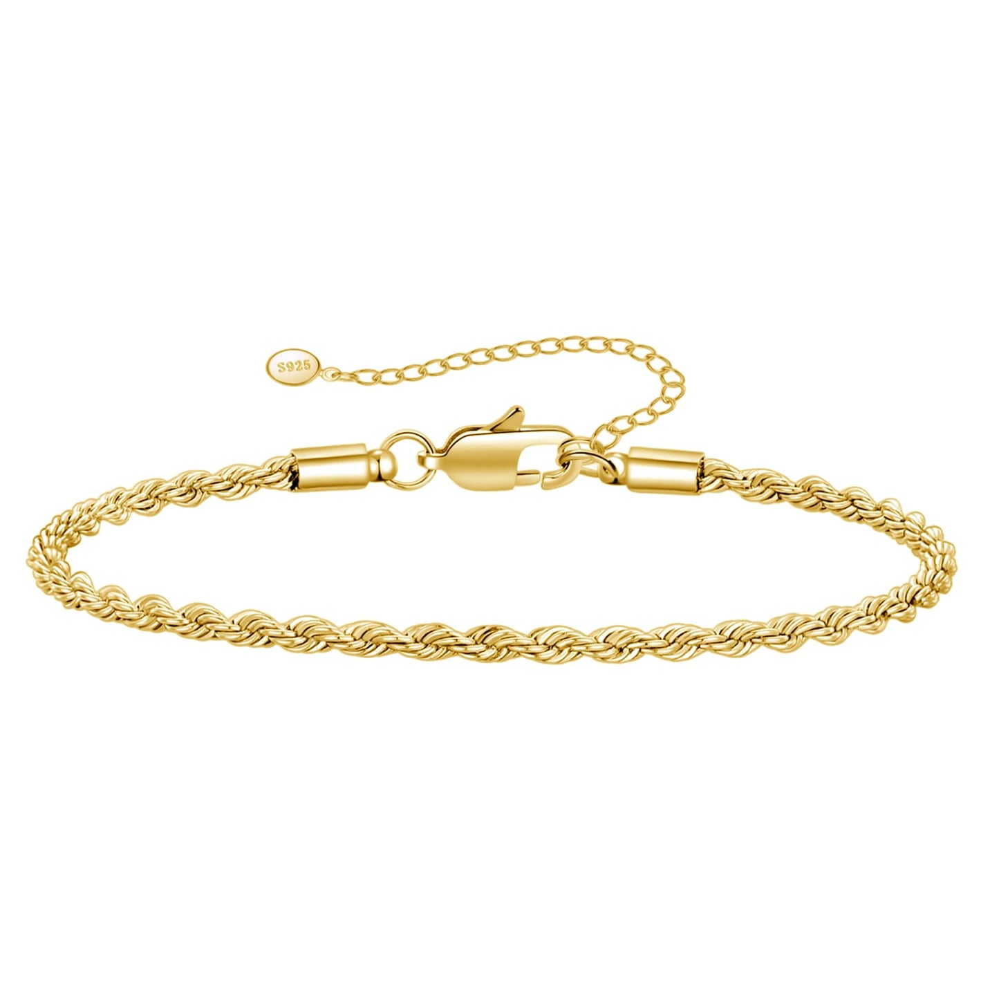 RANKEEF 2 Pcs Chain Bracelet for Men - 925 Sterling Silver Bracelet for Men 7-9inch Figaro Rope Cuban Link Bracelet Set for Men Gifts to Men Dad Husband Boyfriend