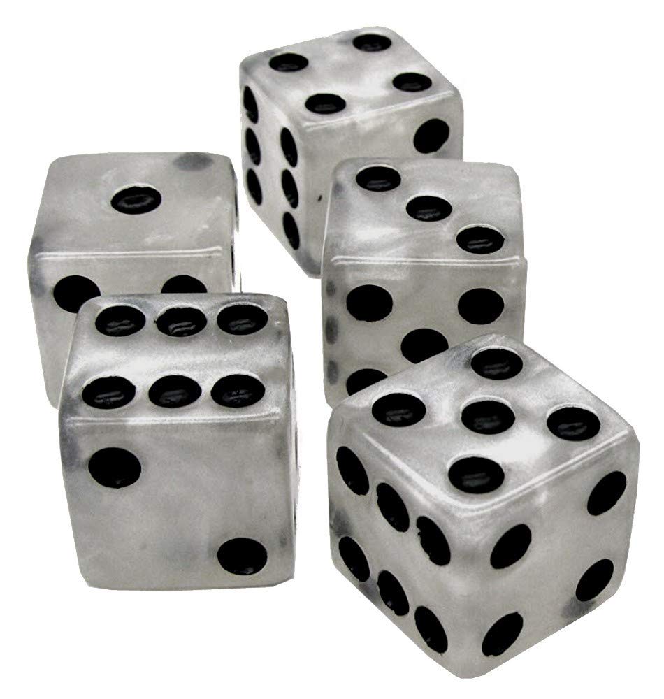 Cyber-Deals Set of 16mm Marbleized Dice and Black PU Leather, Velvet Lined Dice Cup with Storage Compartment (Gift Boxed) (Pearl Dice, Black Lining Cup)