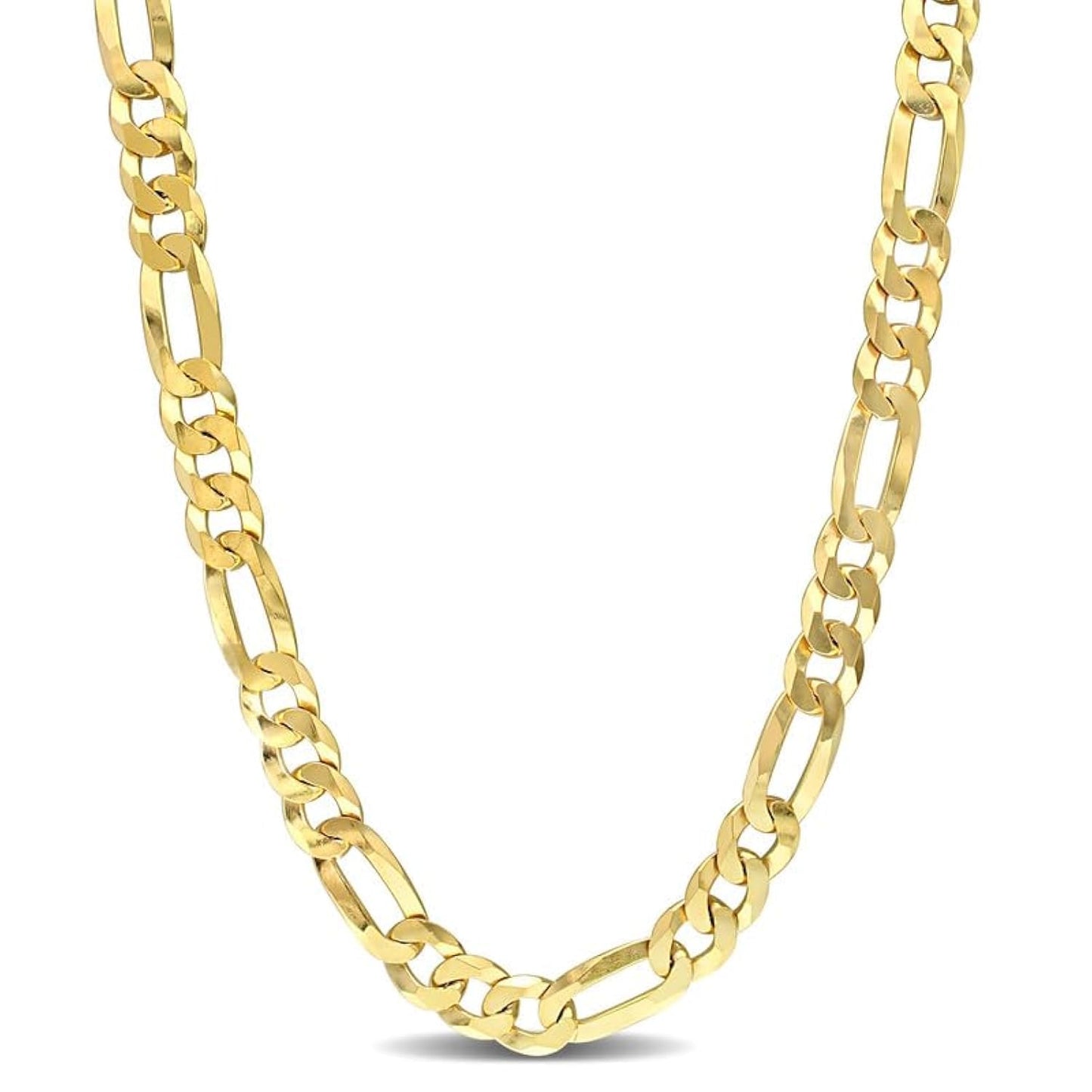 Italian 925 Sterling Silver Figaro Link Chain Necklace - for Men & Women - Available in Sterling Silver or Yellow Gold Plated Sterling Silver - in Widths 2.2mm, 3.8mm, 5.5mm, 8.9mm - Lengths 16 or 18 inches