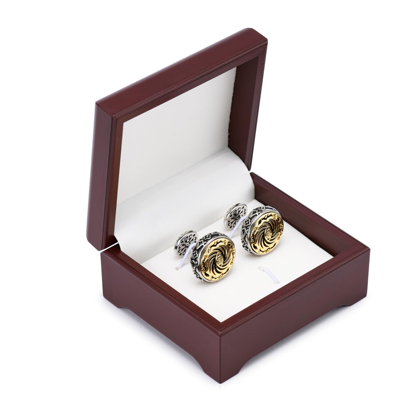 Cuff Links Mens, Cufflinks for Men, Men's Cuff Links for Wedding, Business, Father's Day, Gift for Men, 18K Gold Plated with Luxury Wooden Gift Box
