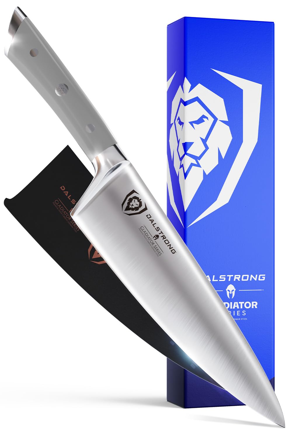 DALSTRONG Chef Knife - 8 inch Blade - Gladiator Series ELITE - Forged HC German Steel Chef's Knife - Razor Sharp Kitchen Knife - Professional Full Tang Knife - Black G10 Handle - Sheath -NSF Certified