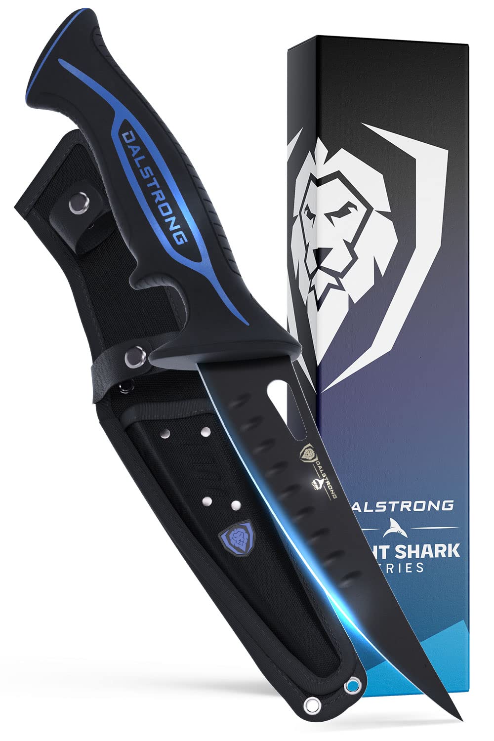 Dalstrong Slicing Knife - 12 inch - Night Shark Series - 7CR17MOV High Carbon Steel - Titanium Coated Blade - Outdoor & Fishing - Polypropylene Handle - Carving Knife - Nylon Sheath - NSF Certified
