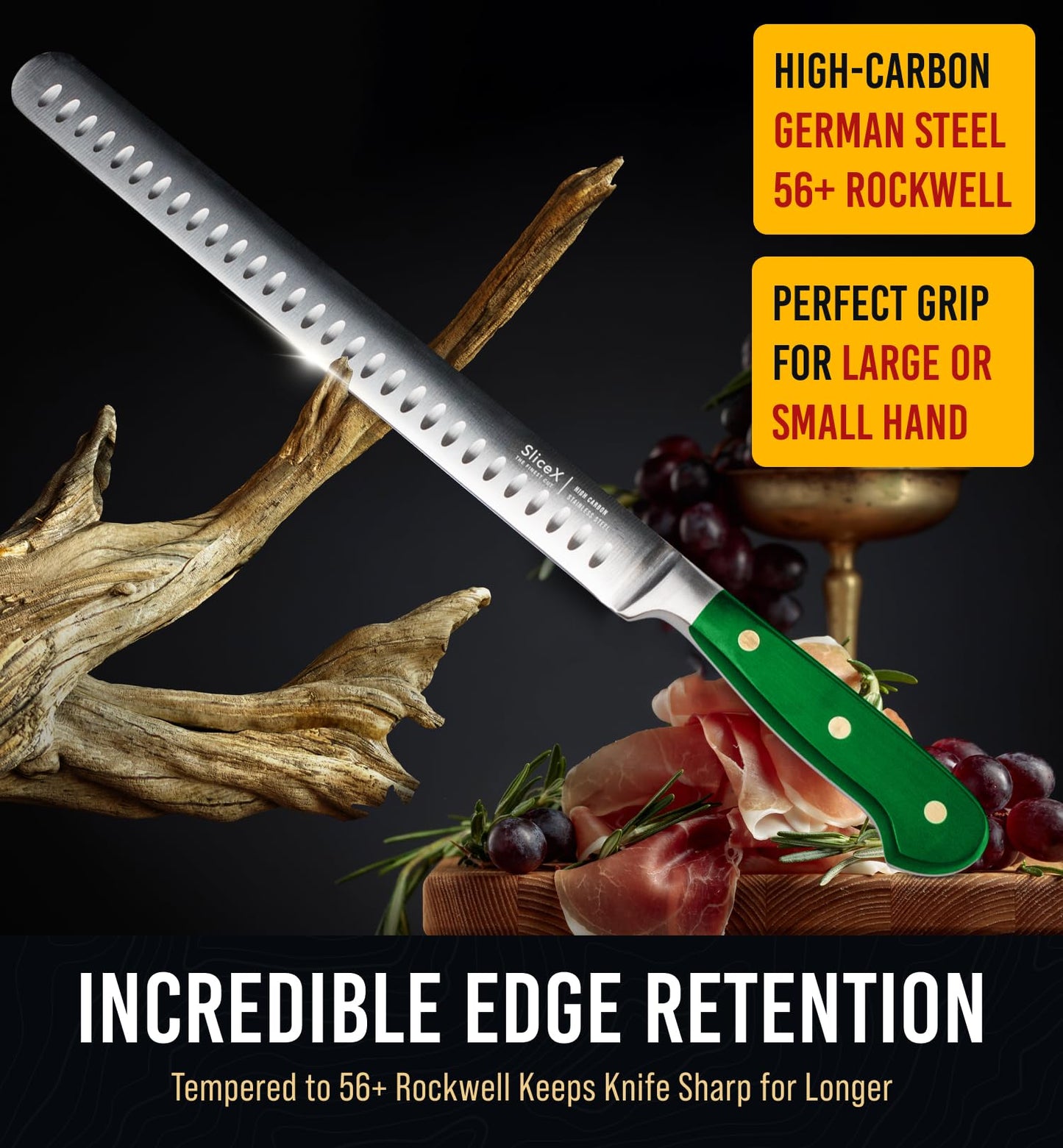 Classic Brisket Slicing Knife Set - German Steel Razor Sharp 12" Carving Knife for Meat - Premium Meat Carving Knife Full Tang - Slicing Knife for Meat