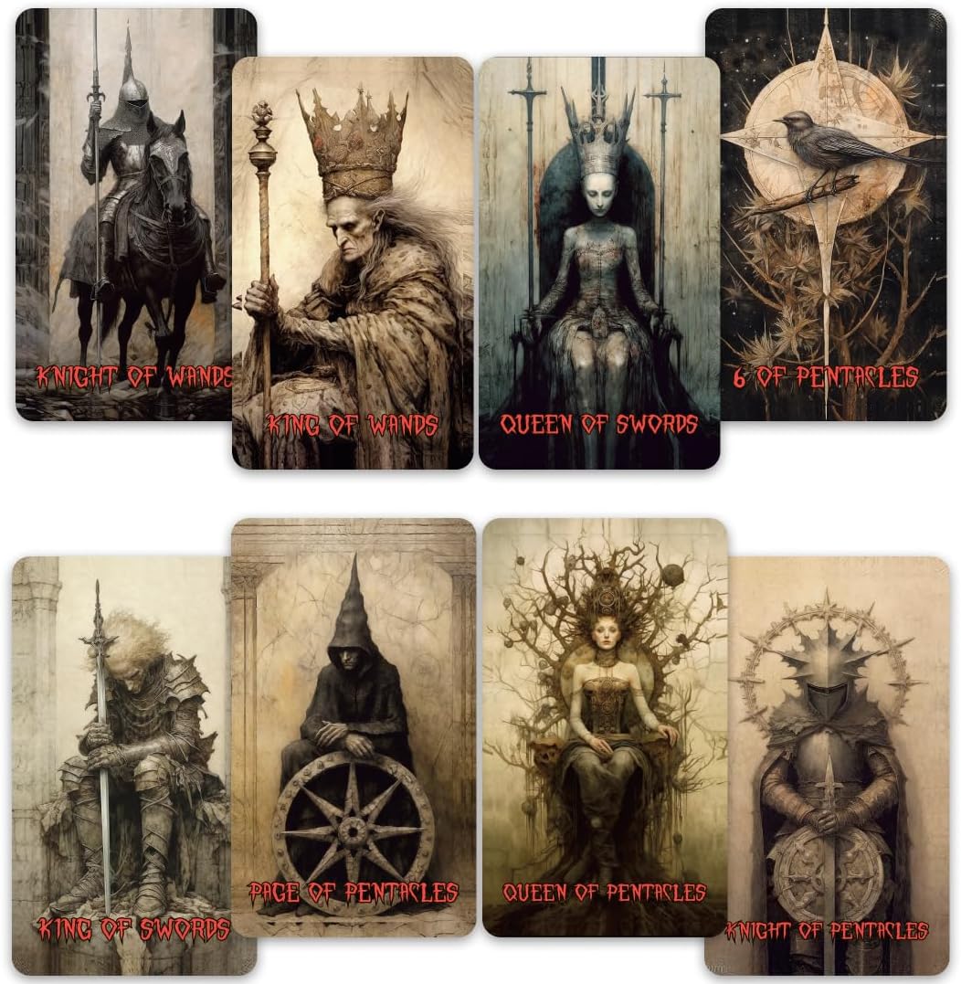 CRAFTERIAN Horror Tarot Cards, 78 Tarot Deck with Foil Edges, Original Tarot Cards for Beginners and Experts with Guide Book, Fortune Telling Game, Divination Tools for All Skill Levels.