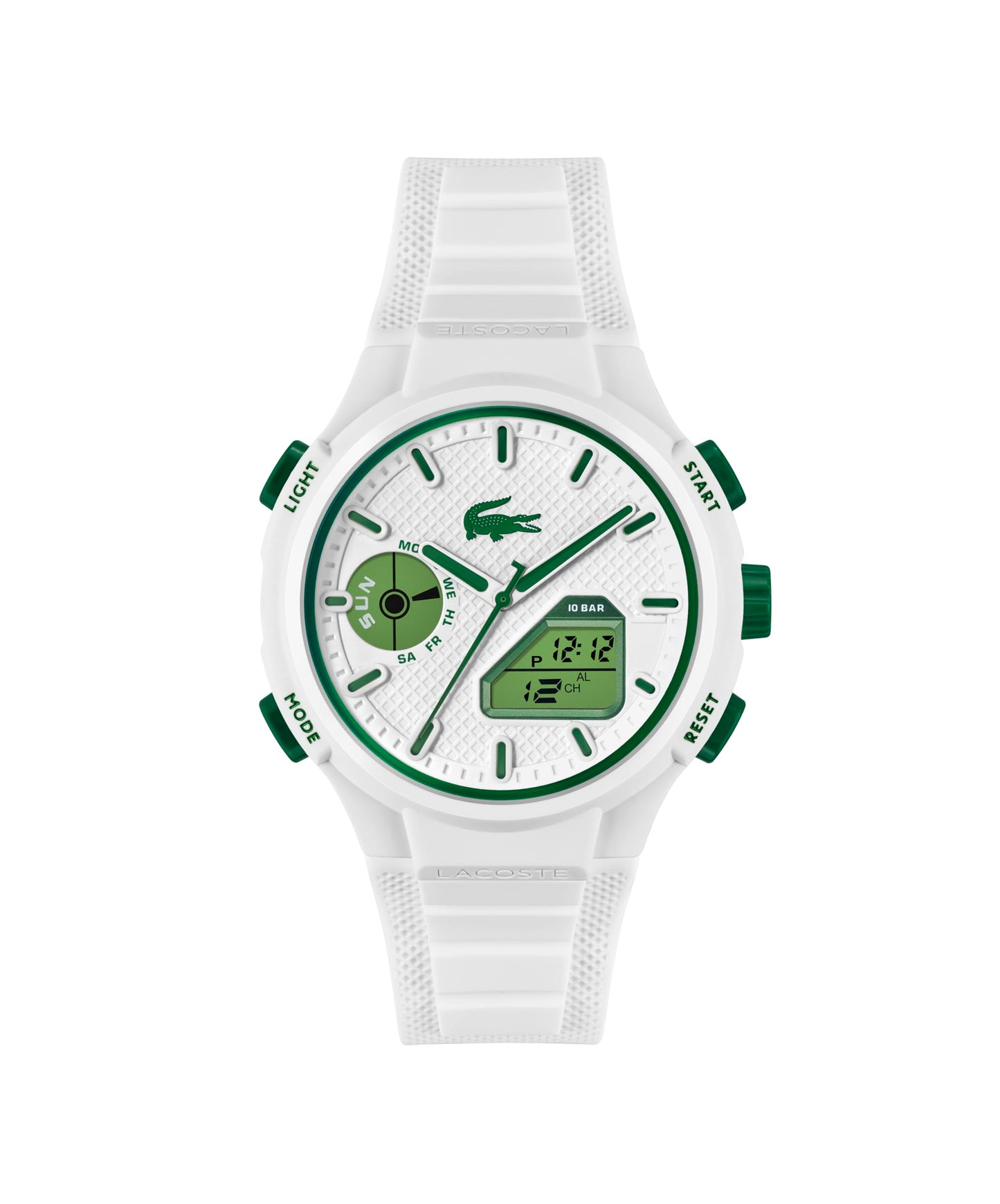 Lacoste LC33 Men's Analog and Digital Movement Watch, Silicone Strap, Water Resistant Up to 10ATM/100 Meters - Contemporary, Sporty - Premium Fashion Timepiece - Gift for Him - 45mm