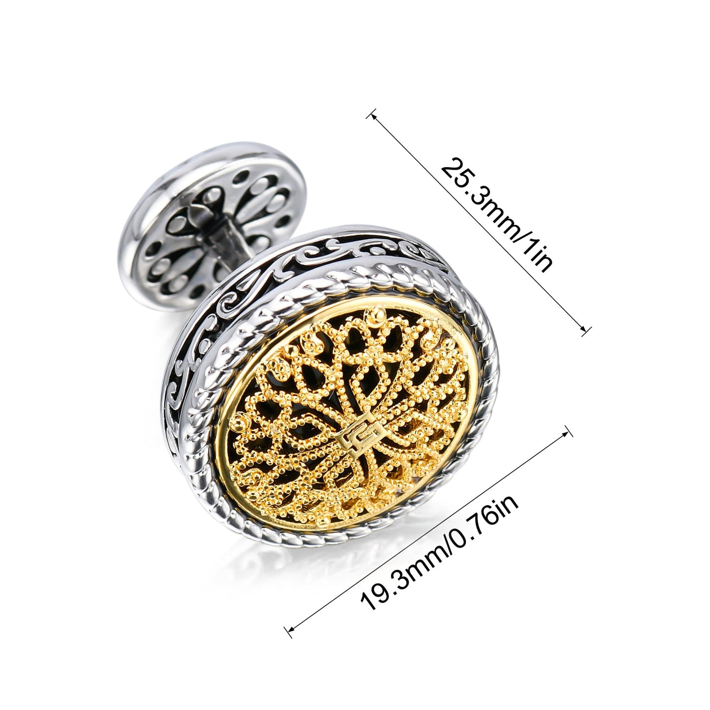 Cuff Links Mens, Cufflinks for Men, Men's Cuff Links for Wedding, Business, Father's Day, Gift for Men, 18K Gold Plated with Luxury Wooden Gift Box