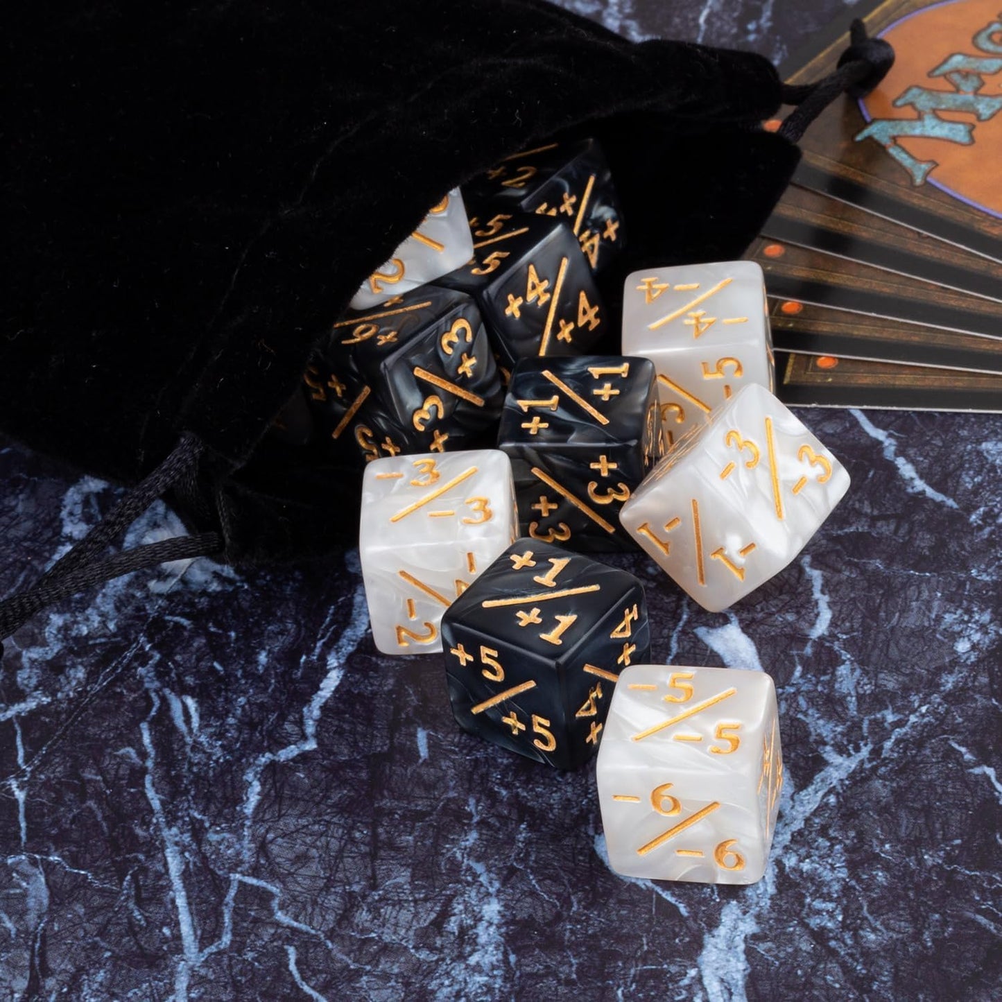 48 Pieces Abilities Keywords Counter Dice Black MTG Dice Counters Bulk Creature Stats Buff Tokens Dice Set for Magic The Gathering, MTG, TCG, Card Games Accessories