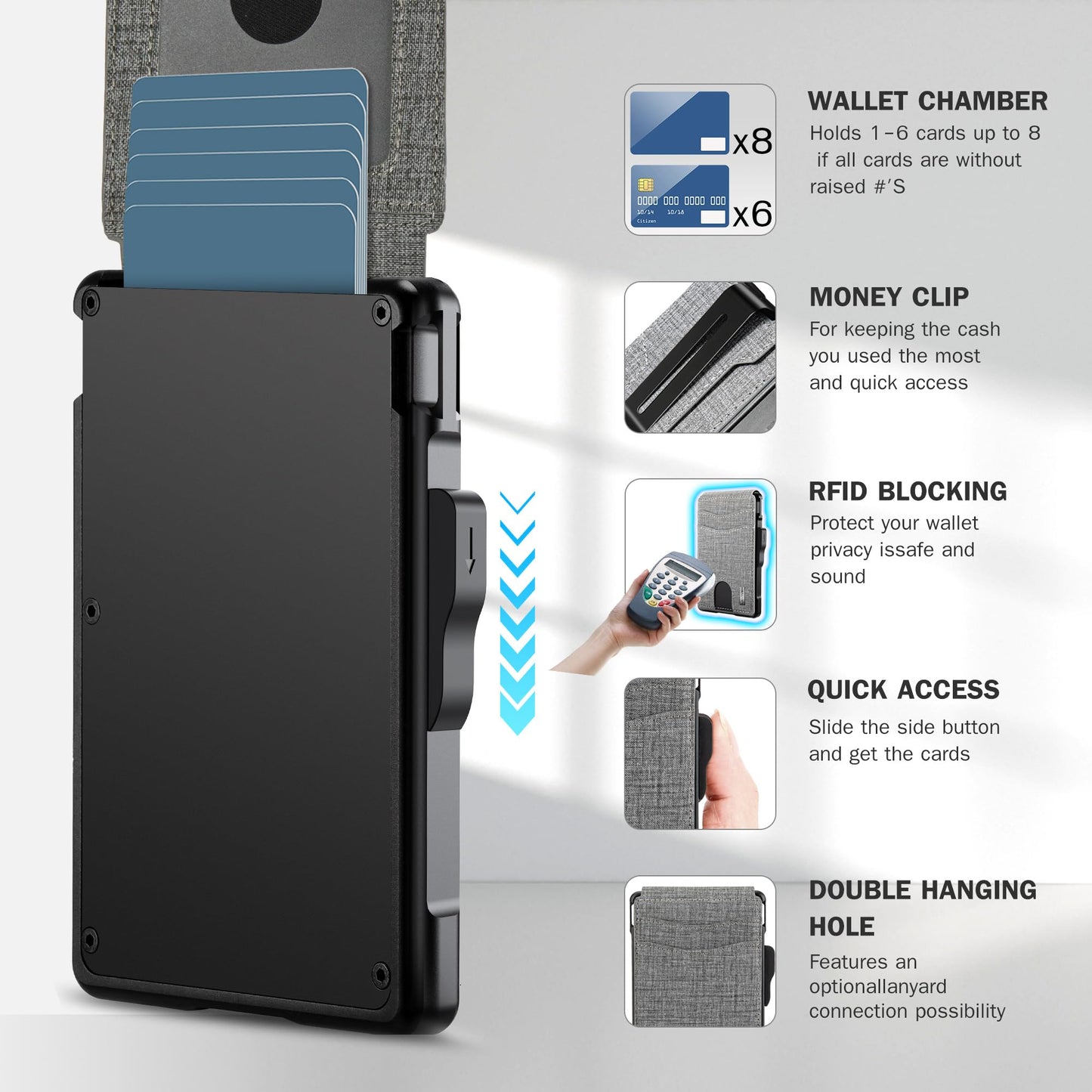 umoven Wallet for Men - with Money Clip Slim Leather Slots Credit Card Holder RFID Blocking Bifold Minimalist Wallet