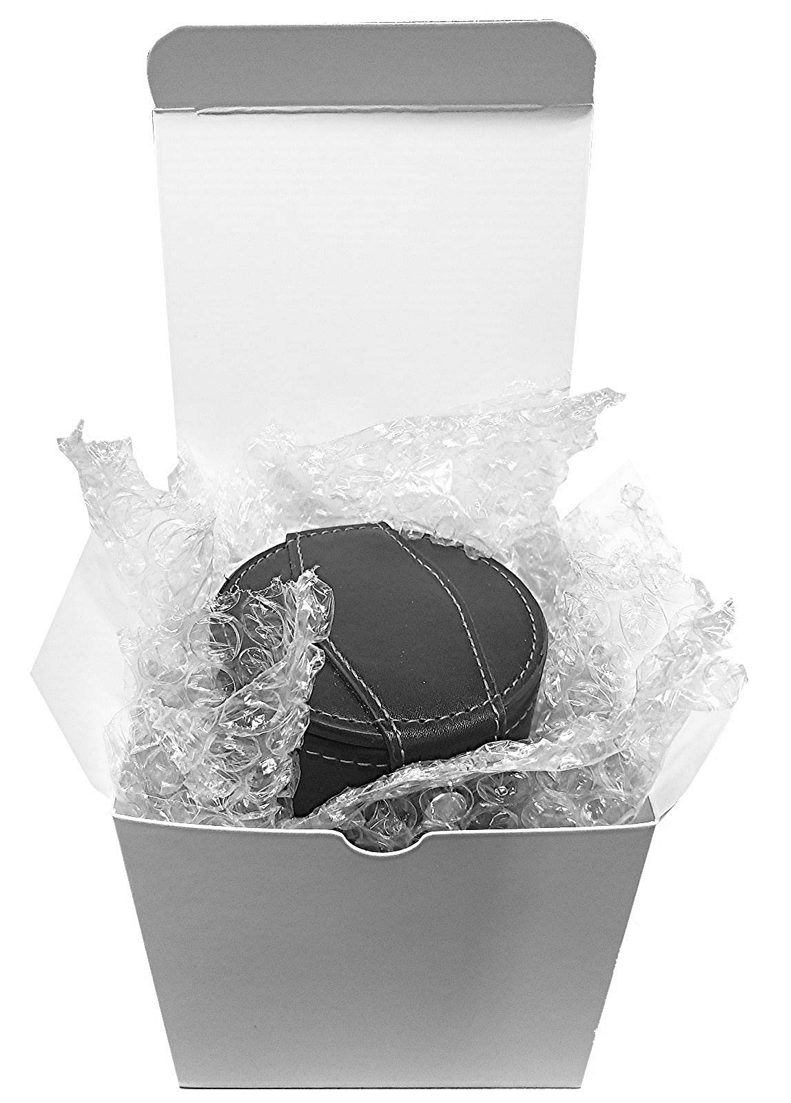 Cyber-Deals Set of 16mm Marbleized Dice and Black PU Leather, Velvet Lined Dice Cup with Storage Compartment (Gift Boxed) (Pearl Dice, Black Lining Cup)