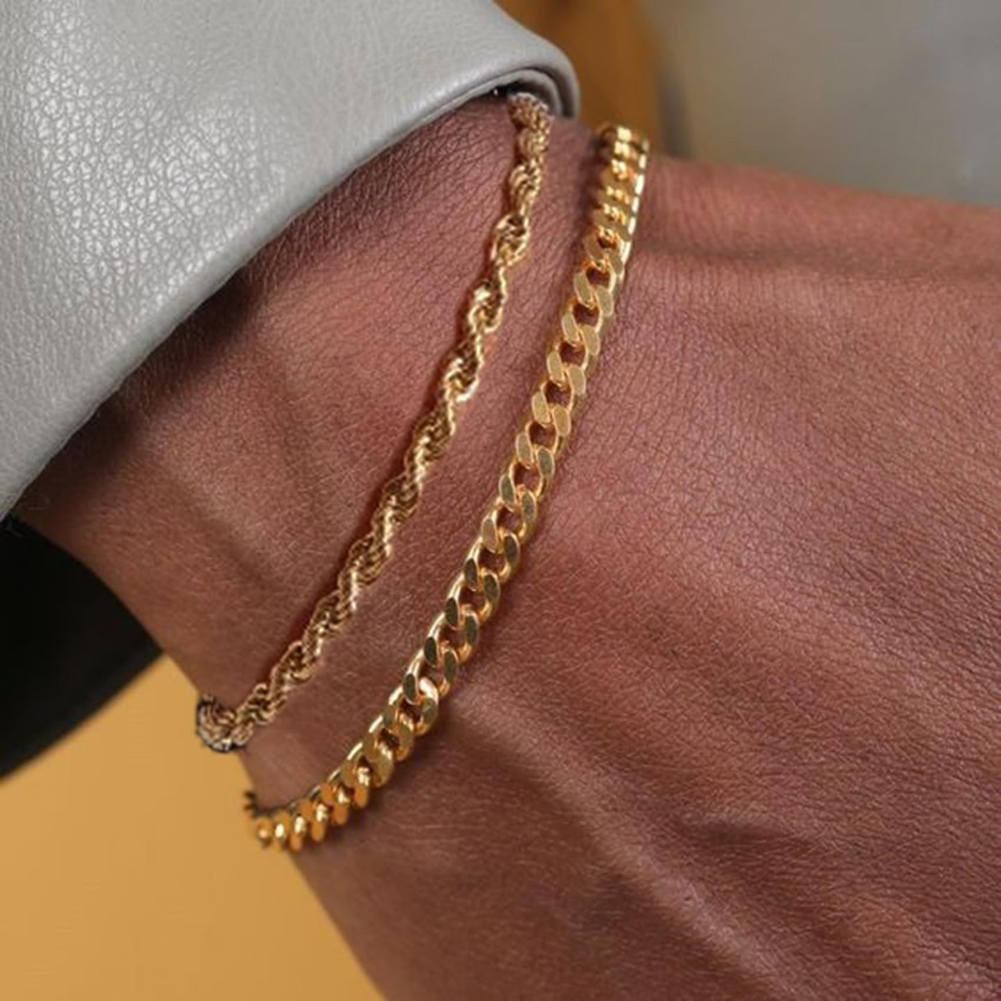 RANKEEF 2 Pcs Chain Bracelet for Men - 925 Sterling Silver Bracelet for Men 7-9inch Figaro Rope Cuban Link Bracelet Set for Men Gifts to Men Dad Husband Boyfriend