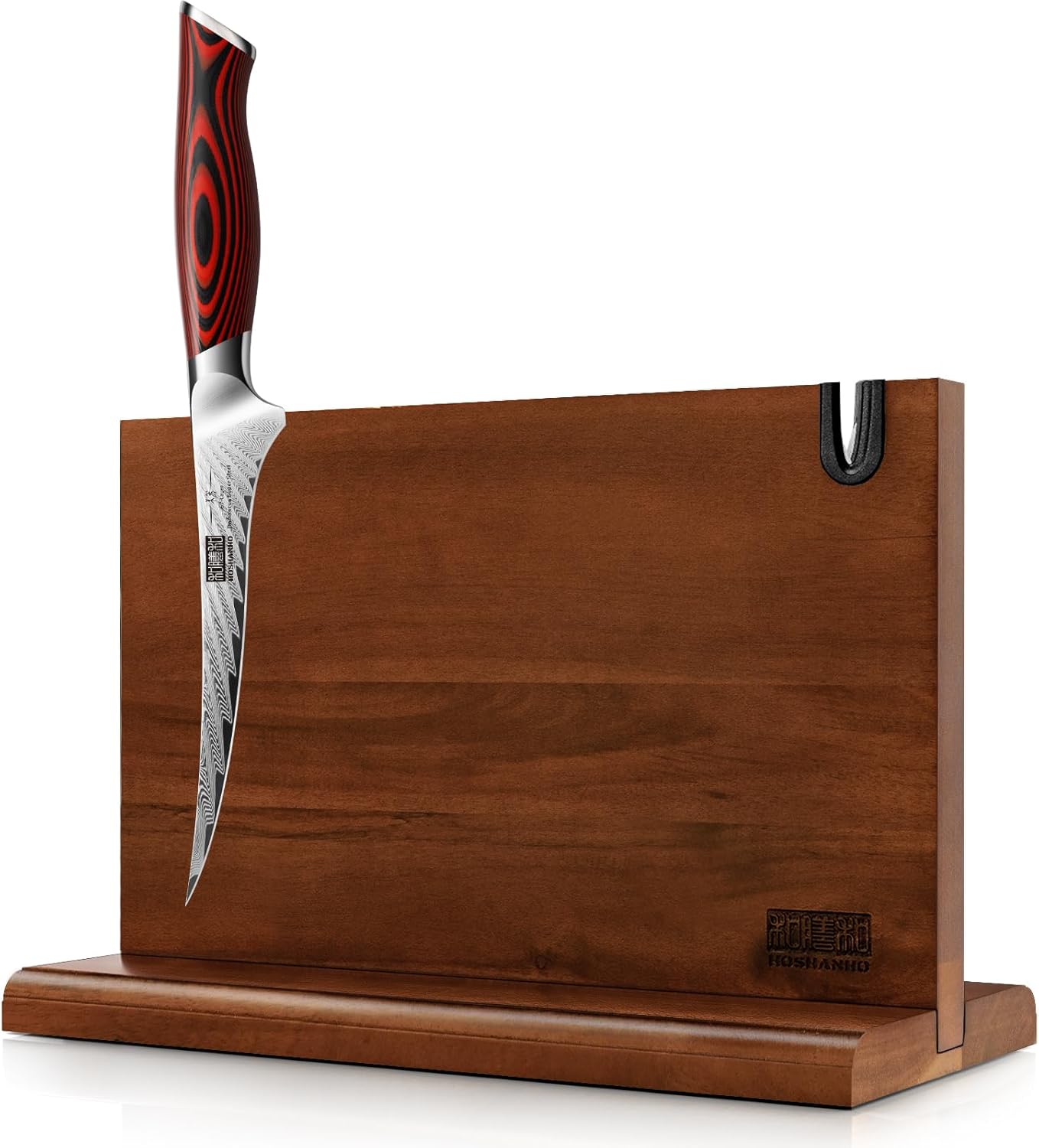Damascus Fillet Knife 7 Inch & Magnetic Knife Block 14 x 10 Inches