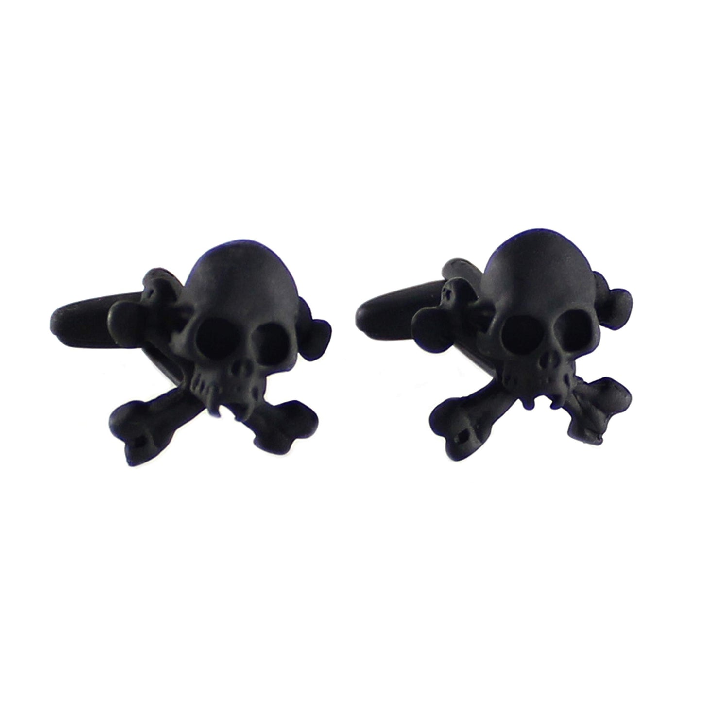 Skull Cufflinks Black Skull And Cross Bones Cuff Links In Box (A)