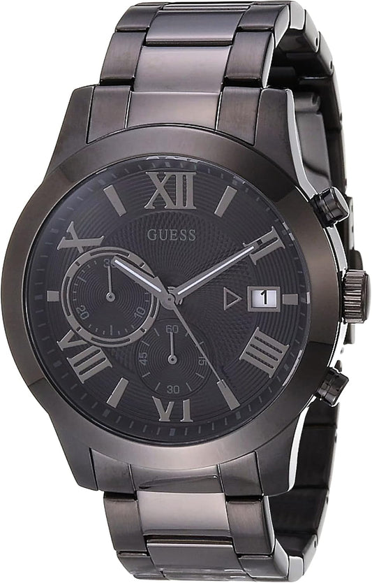 GUESS Men Quartz Watch with Stainless Steel Strap, Gunmetal, 21.5 (Model: U0668G9)