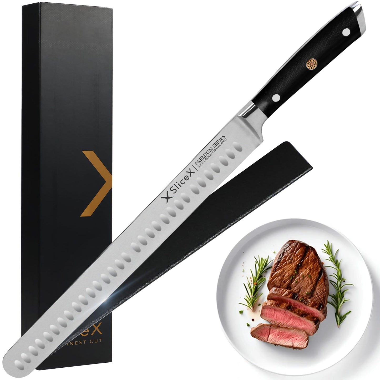 Classic Brisket Slicing Knife Set - German Steel Razor Sharp 12" Carving Knife for Meat - Premium Meat Carving Knife Full Tang - Slicing Knife for Meat